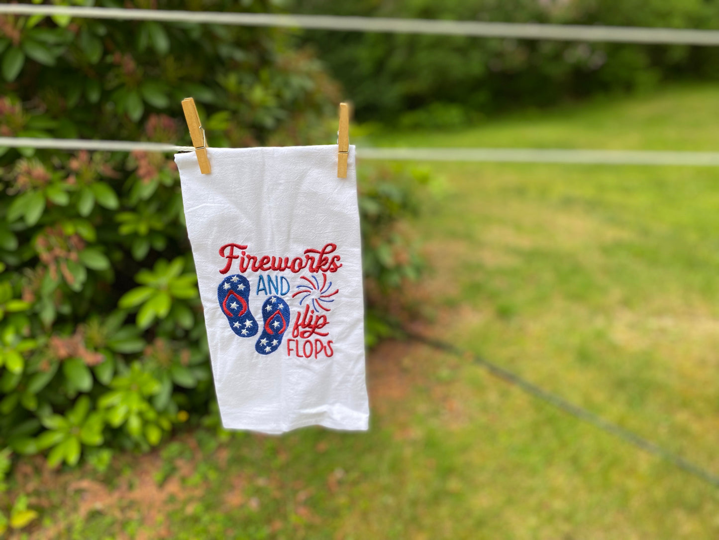 Fireworks and Flip Flops Tea Towels